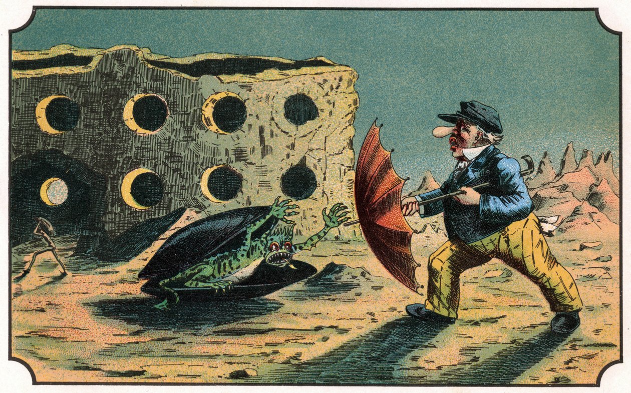 Illustration af bogen "Voyage dans la lune avant 1900" af A. de Ville-d