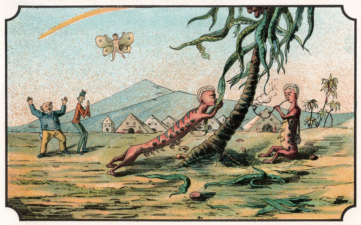 Illustration af bogen "Voyage dans la lune avant 1900" af A. de Ville-d