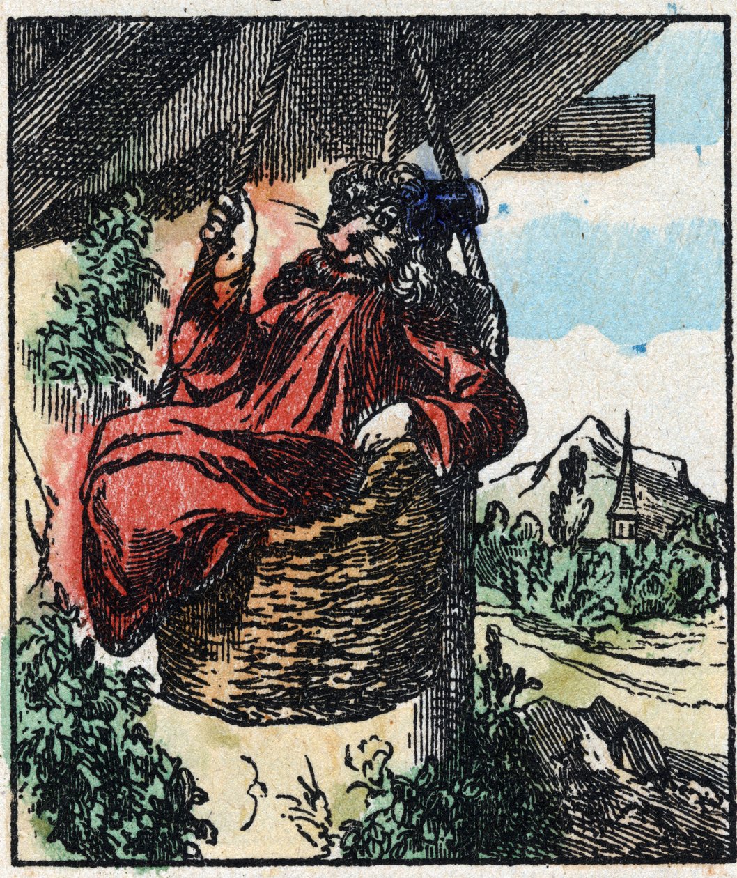 Illustration af fortællingen "" Raminagrobis og musene "" Træstik fra Imaging Pellerin - Epinal, sd. Slutningen af det 19. århundrede. af French School