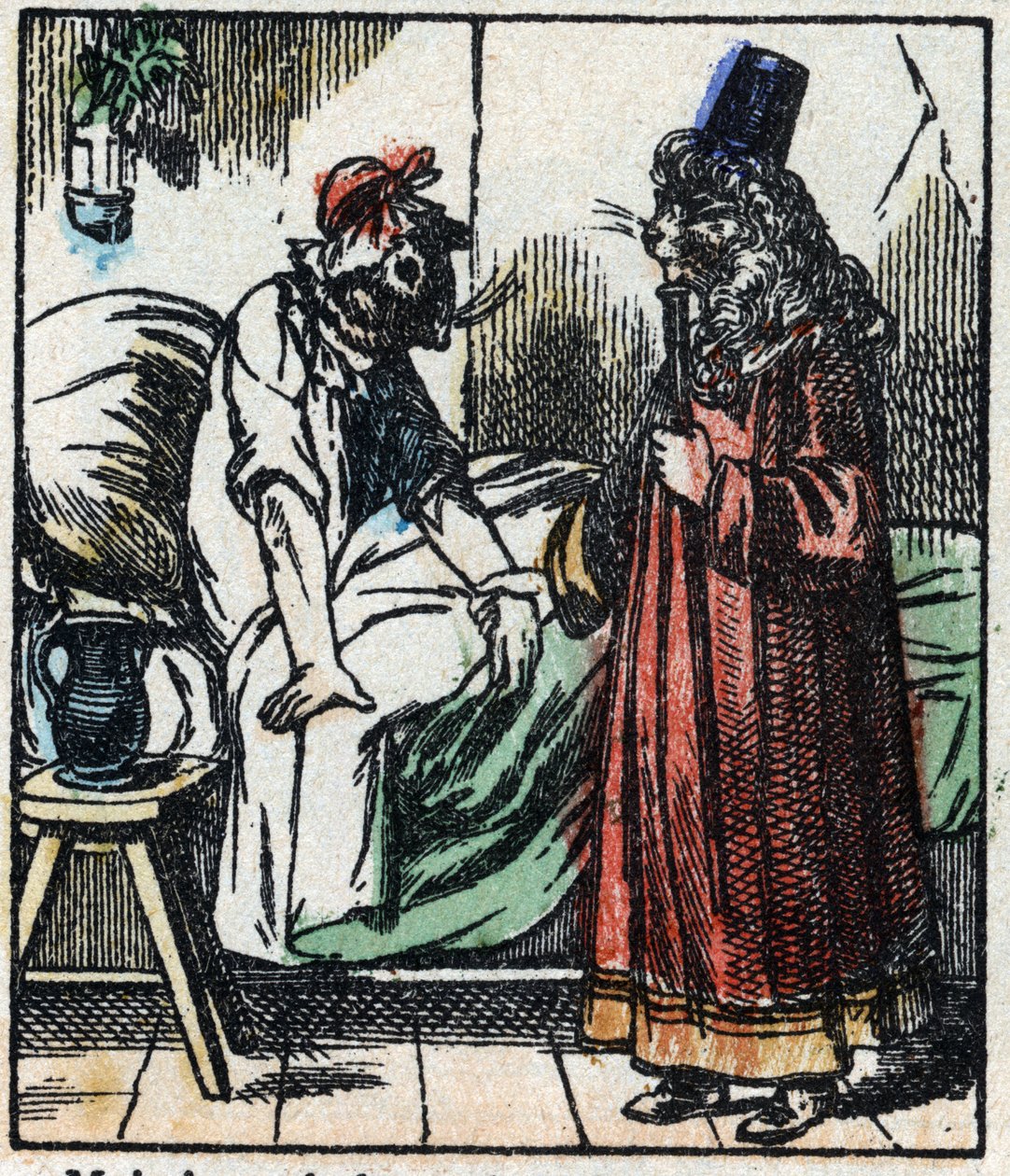 Illustration af fortællingen "" Raminagrobis og musene "" Træstik fra Imaging Pellerin - Epinal, sd. Slutningen af det 19. århundrede. af French School