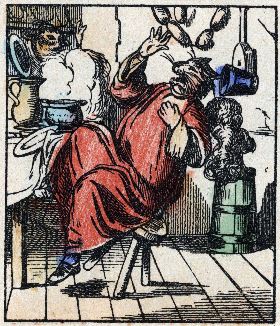 Illustration af fortællingen "" Raminagrobis og musene "" Træstik fra Imaging Pellerin - Epinal, sd. Slutningen af det 19. århundrede. af French School
