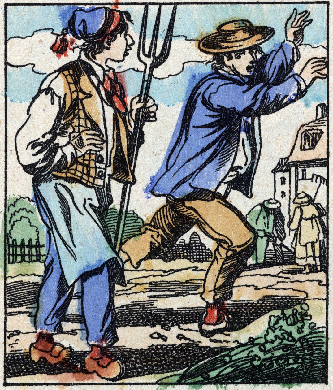 Illustration af fortællingen "" Djævelens gaffel "" Træstik fra Imaging Pellerin - Epinal, sd. Slutningen af det 19. århundrede. af French School