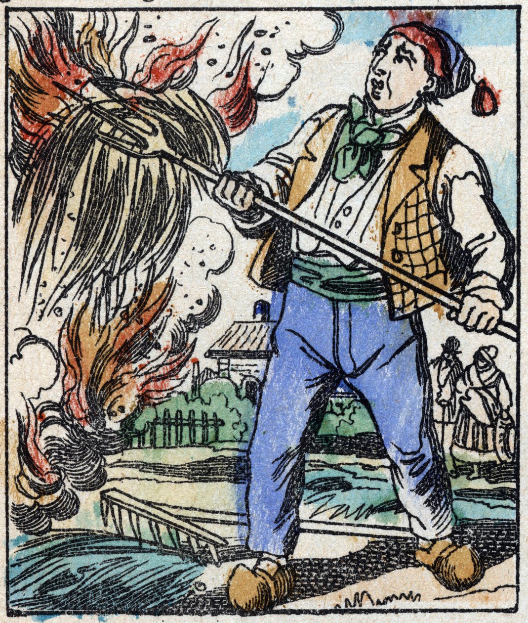 Illustration af fortællingen "" Djævelens gaffel "" Træstik fra Imaging Pellerin - Epinal, sd. Slutningen af det 19. århundrede. af French School
