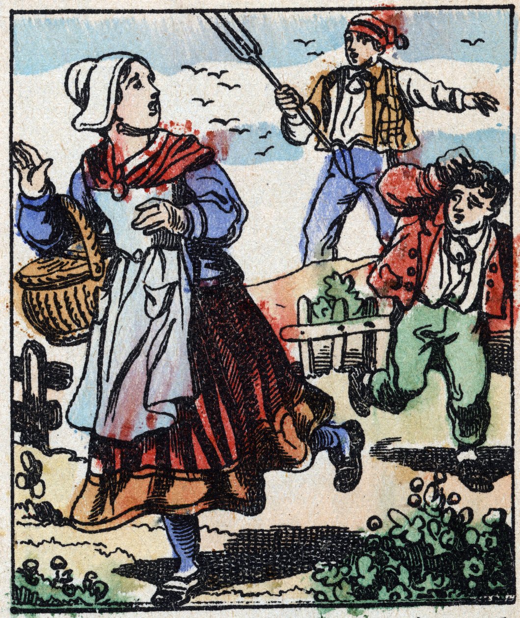 Illustration af fortællingen "" Djævelens gaffel "" Træstik fra Imaging Pellerin - Epinal, sd. Slutningen af det 19. århundrede. af French School