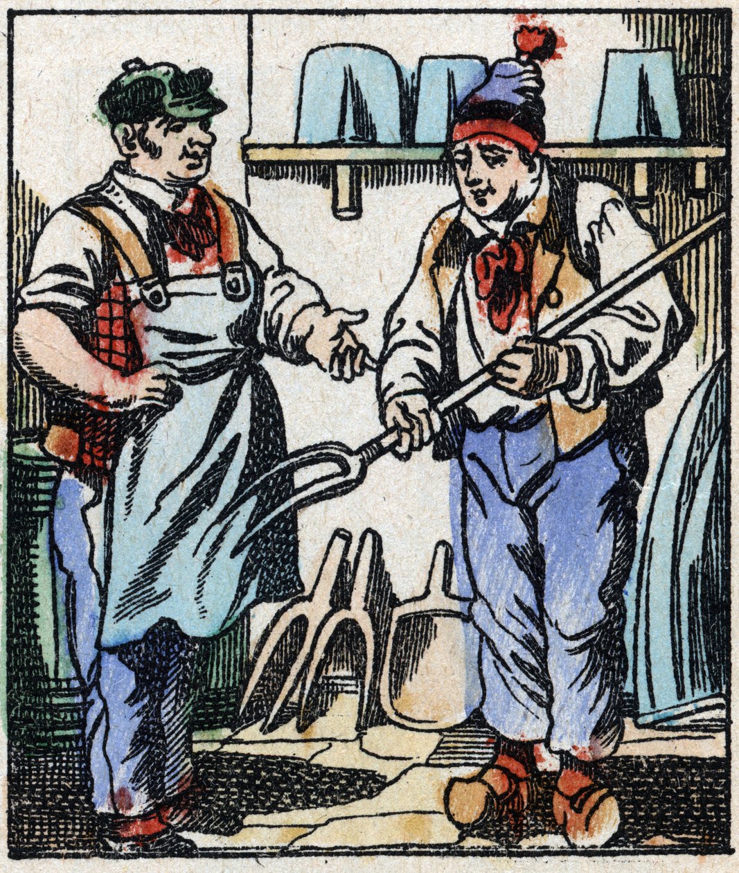 Illustration af fortællingen "" Djævelens gaffel "" Træstik fra Imaging Pellerin - Epinal, sd. Slutningen af det 19. århundrede. af French School