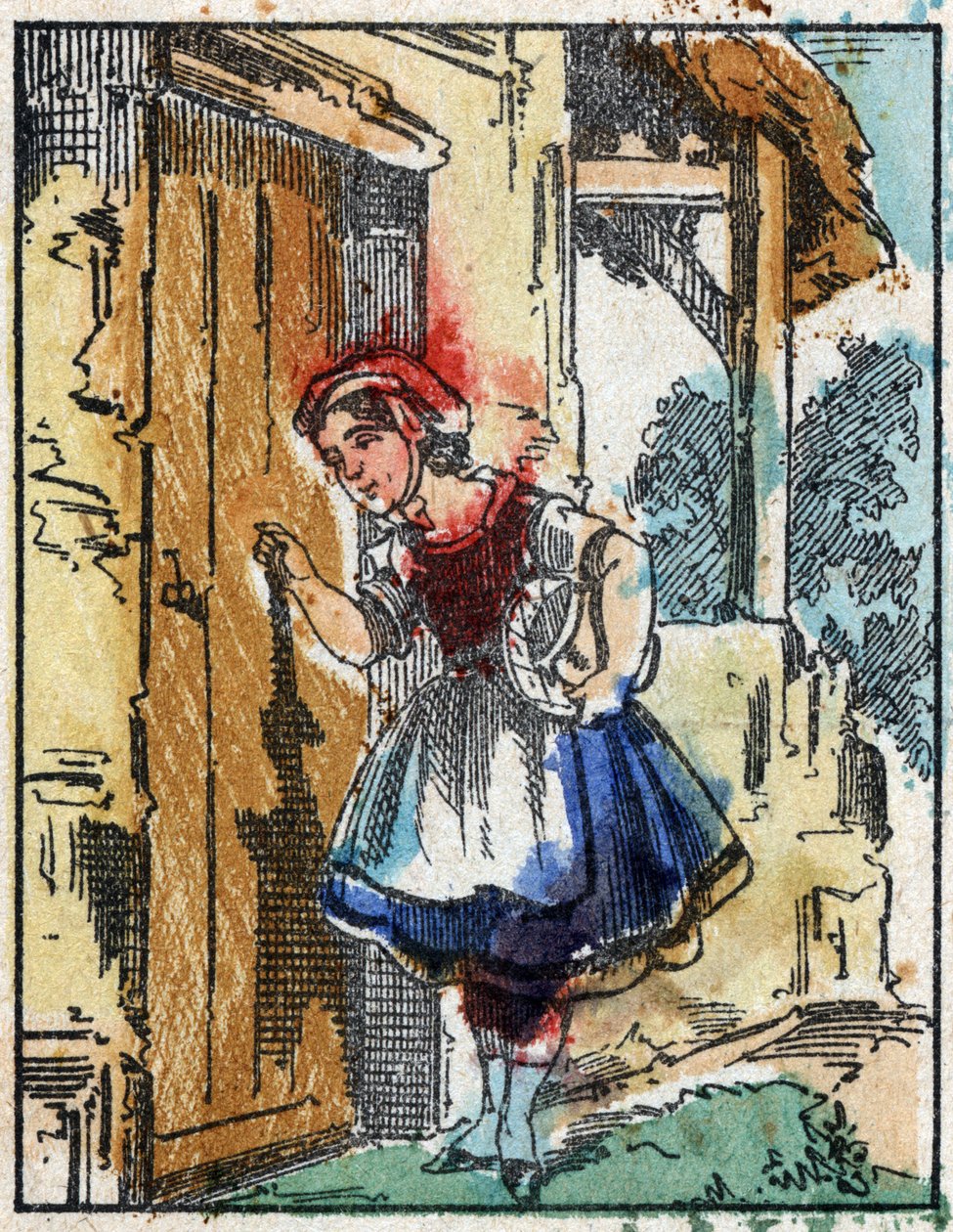 Illustration af fortællingen "Den Lille Rødhætte"" af Charles Perrault. Træstik fra Imaging Pellerin - Epinal, sd. Slutningen af det 19. århundrede. af French School