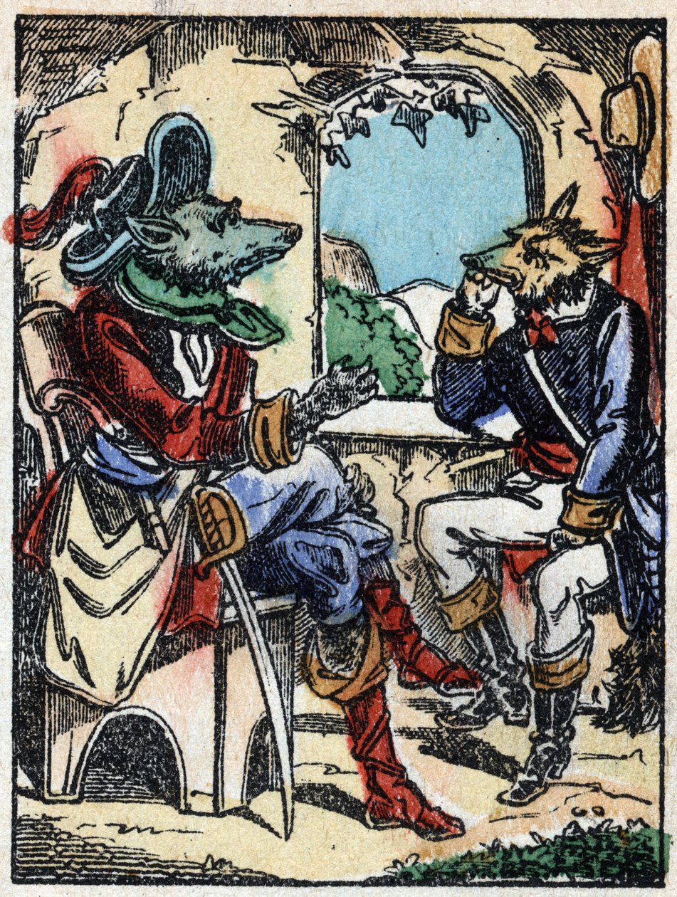 Illustration af fortællingen "Ulven, geden og de syv biketter" Træstik fra Imaging Pellerin - Epinal, sd. Slutningen af det 19. århundrede. af French School