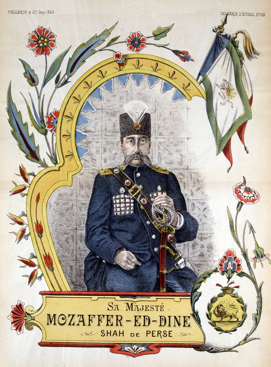 Billede af epinal, Mozaffer ed dine (Mozaffer-ed-dine, Mozaffar-al-Din, Mozaffar al Din, Mozafaredin) shah af Persien fra 1896 til 1906. af French School