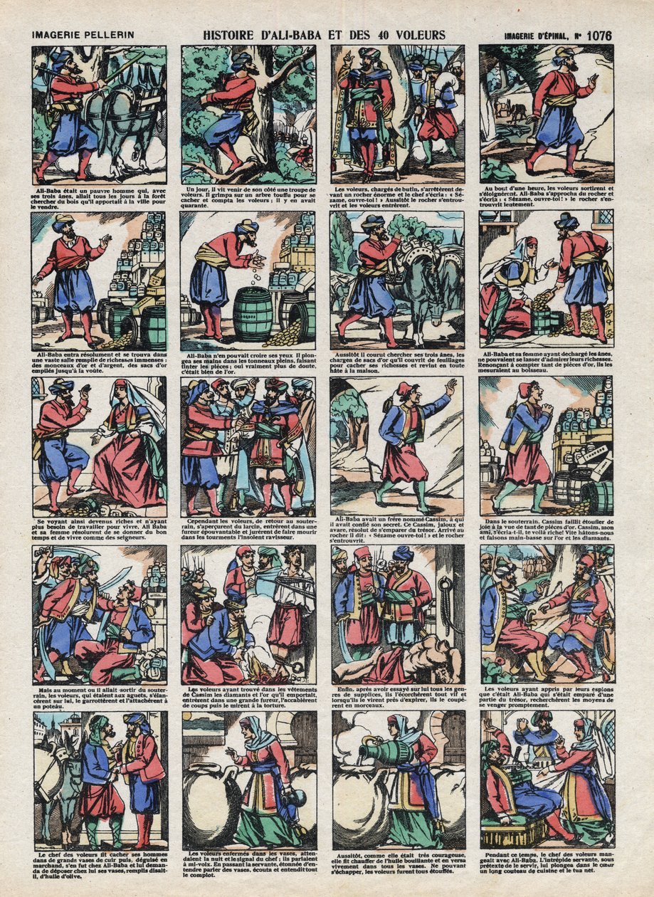 Billeder af Epinal fra Pellerin House - omkring 1913 - Illustration til fortællingerne om de tusinde og en nat. historien om Ali Baba (Ali Baba) og 40 tyve af French School