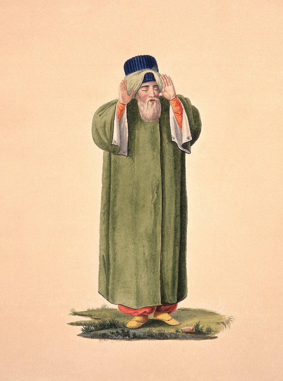 Imam kalder til bøn, sandsynligvis af Cousinery, osmannisk periode, tredje fjerdedel af det 18. århundrede (wc på papir) af French School