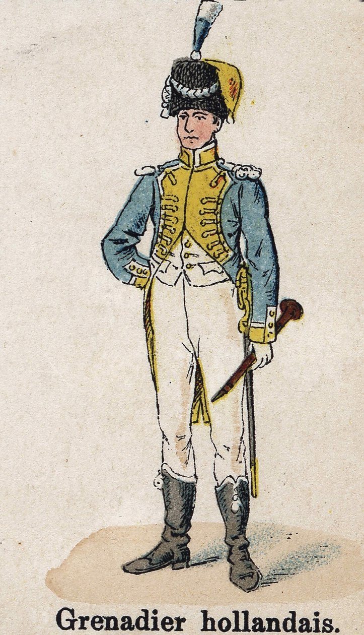 Kejsergarden Napoleon I: hollandsk grenader - musiker. Tallerken fra bogen Les Uniforms de l