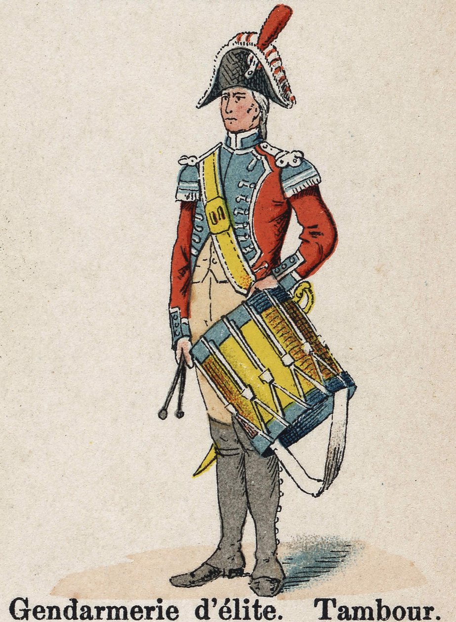 Imperial Guard Napoleon I: Elite Gendarmerie - Tromme. Tallerken fra bogen Les Uniforms de l