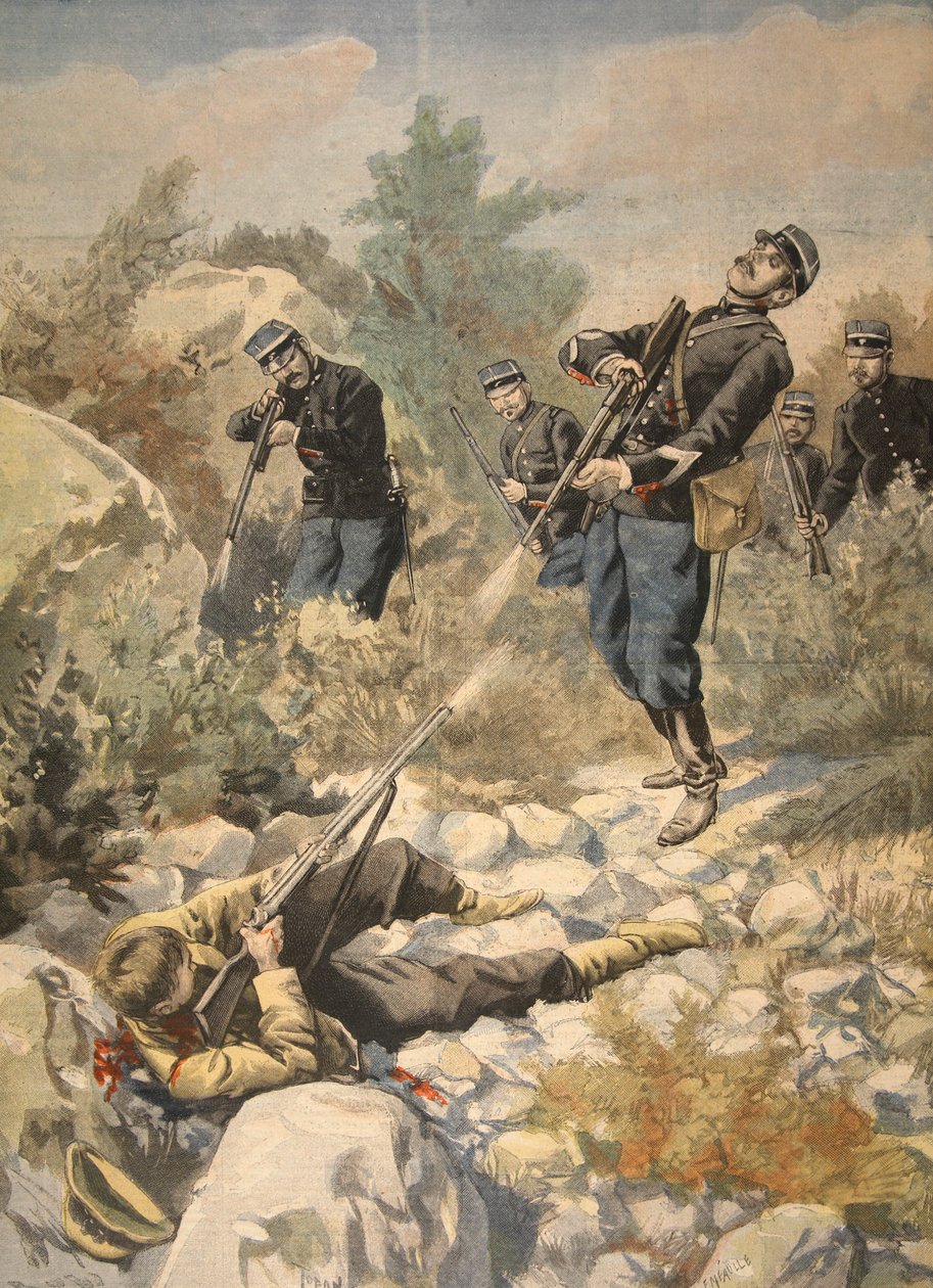 På Korsika: politi og gangster, illustration fra Le Petit Journal: Supplement illustre, 1898 af French School