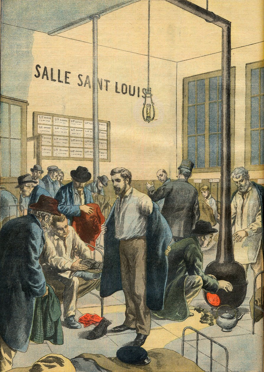 I et hjemløse krisecenter. På natteasyl i Paris - Illustration til Le petit Journal af French School