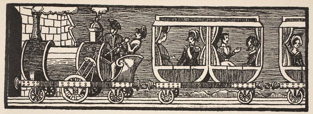 Indvielse af jernbanen mellem Paris og Orleans, 3. maj 1843, kopi af Boris Mestchersky (d.1957) illustration fra Histoire de la Nation Francaise, Sciences, bind I & II, af Gabriel Hanotaux af French School