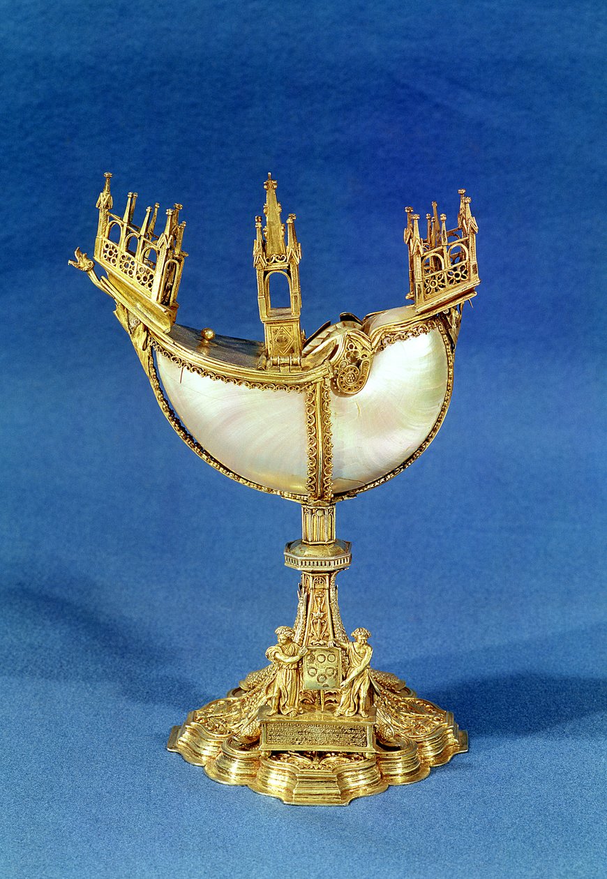 Røgelseholder i form af en båd, fra Treasure of Chartres (guld og perlemor) af French School