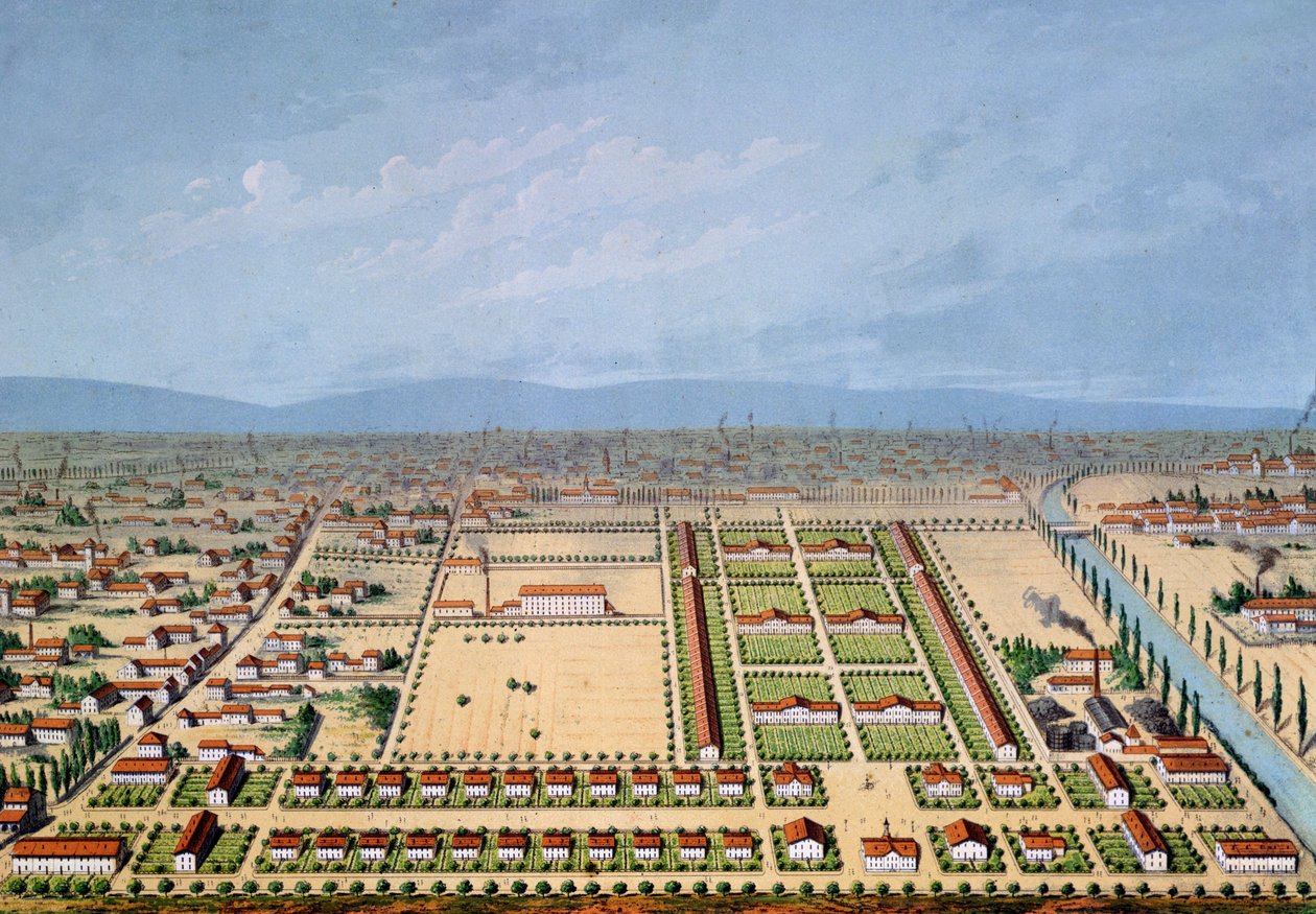Industriel boligplan i Mulhouse, Frankrig, 1846 af French School