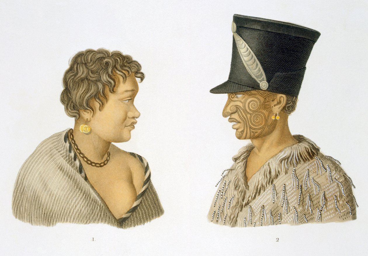 Indbyggere i New Zealand, 1826 af French School