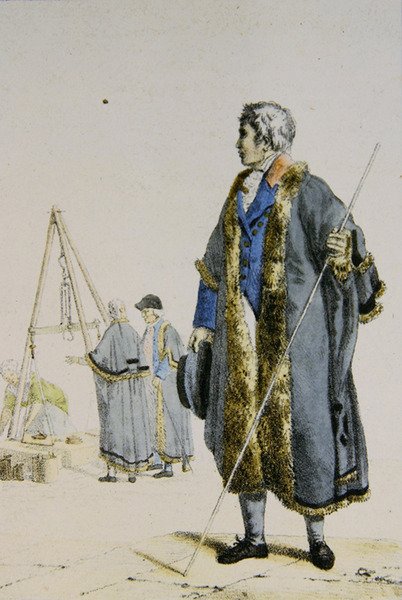 Inspektør for vægte og mål i Polen, ca. 1817 (farvegravering) af French School
