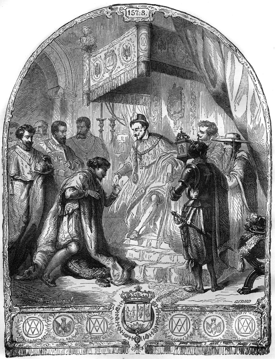 Institution of the Order of the Holy Spirit (Helligånden) af Henry III, konge af Frankrig i 1578. af French School