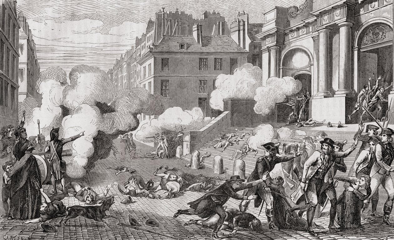 Oprøret den 13. Vendemiaire-dag, år IV, 5. oktober 1795, fra "Histoire de la Revolution Francaise" af Louis Blanc (1811-82) af French School