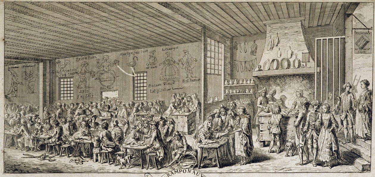 Interiør af en kabaret "" Ramponaux"", sd. 1700-tallet af French School