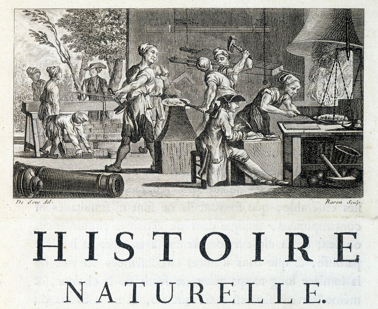 Interiør af en smedje - i "" Naturhistorie, generelt og særligt"" af Buffon af French School