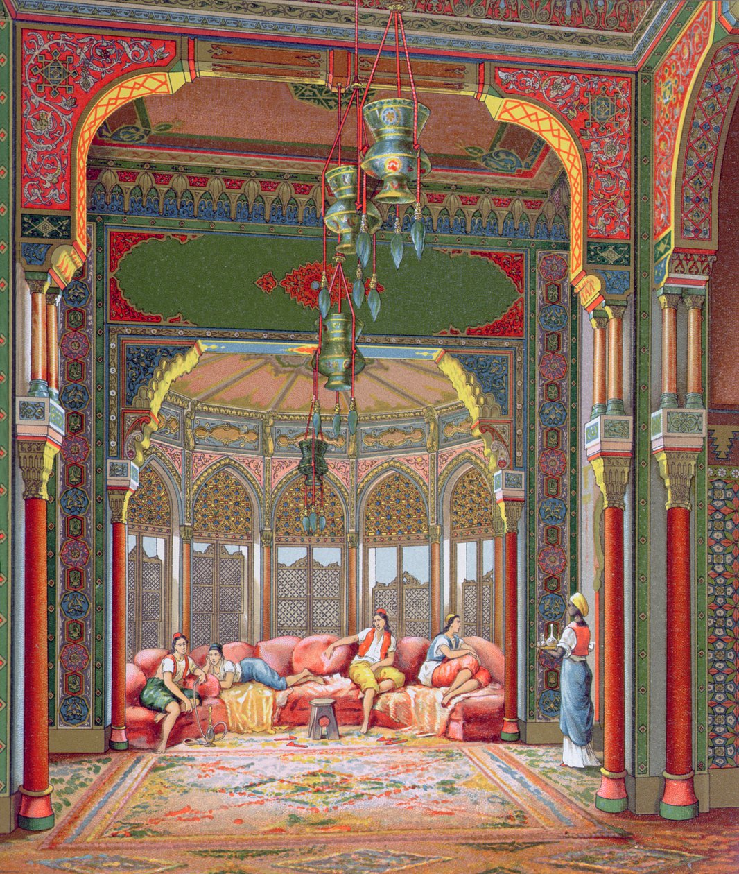 Interiør af et harem i Tyrkiet, ca. 1880 af French School