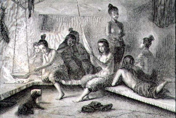 Interiør af en eskimohytte i 1860