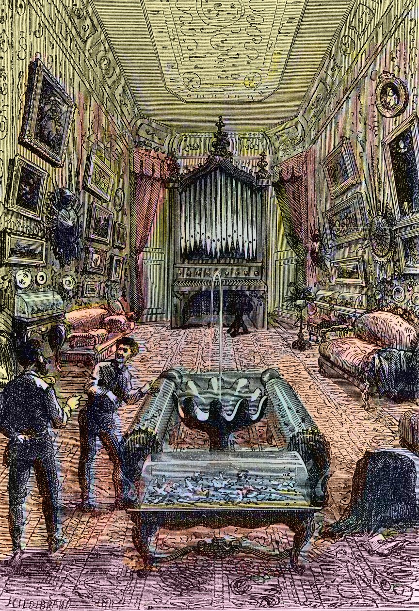 Interiør af Nautilus, illustration fra 