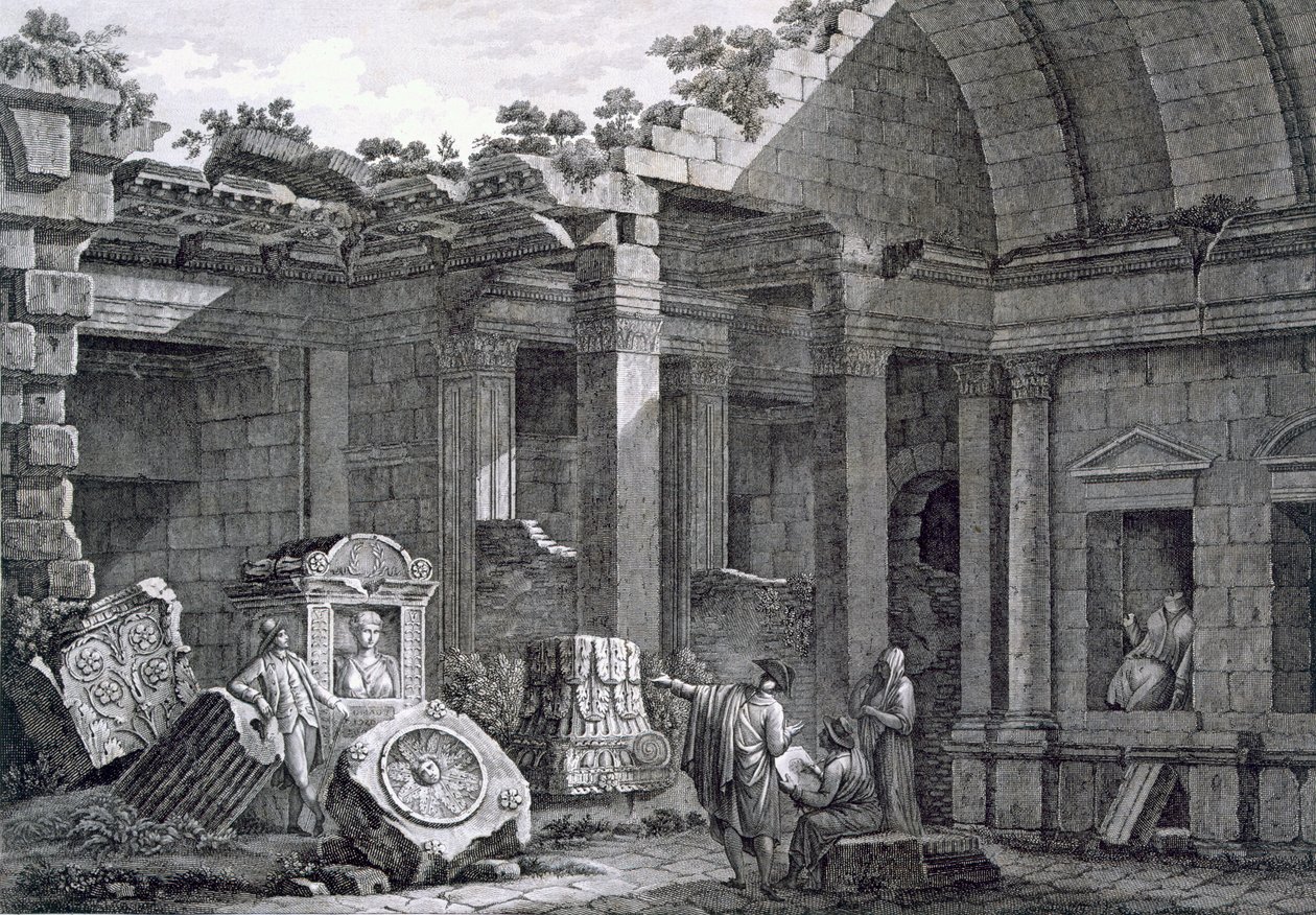Interiør af Dianatemplet, Nimes, fra Antiquities of France: Vol I, Nimes-monumenter af French School