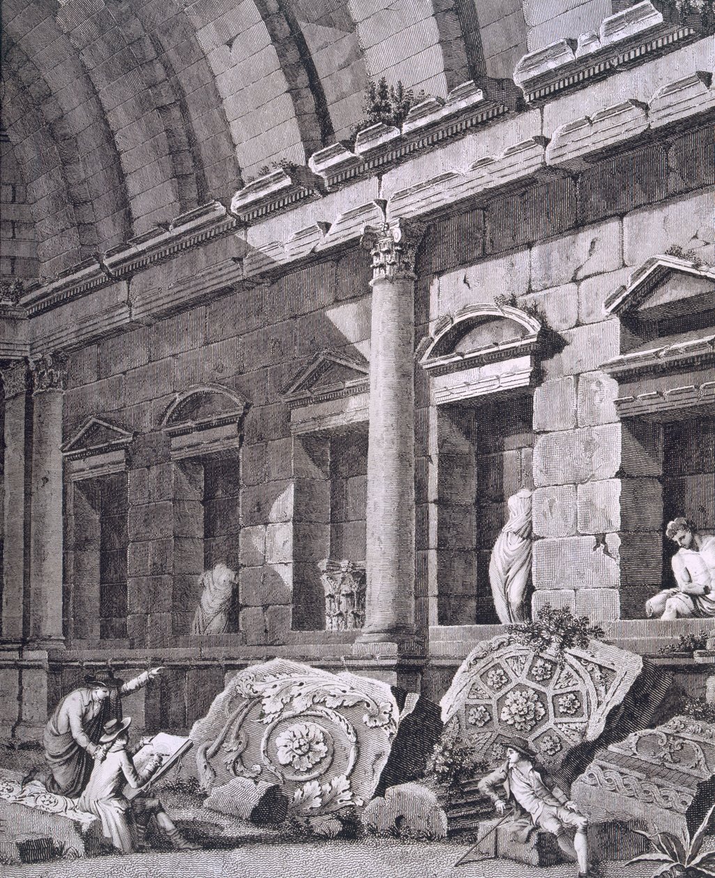 Interiør af Dianatemplet, Nimes, fra Antiquities of France: Vol I, Nimes-monumenter af French School