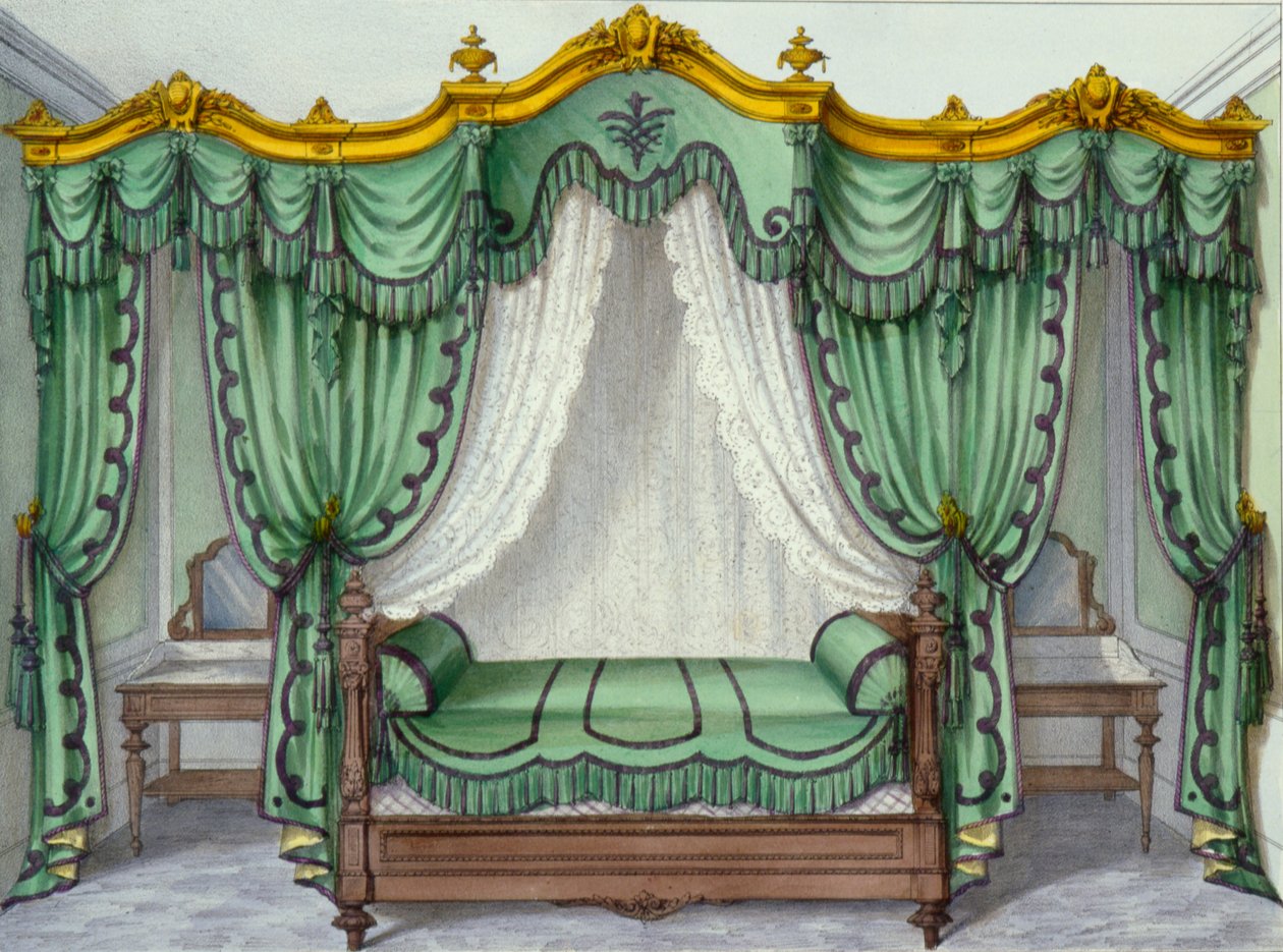 Interiør med møbler fra et fransk tidsskrift, 1850