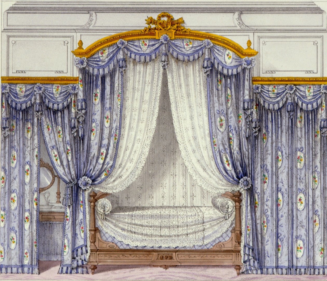 Interiør med møbler fra et fransk tidsskrift, 1850