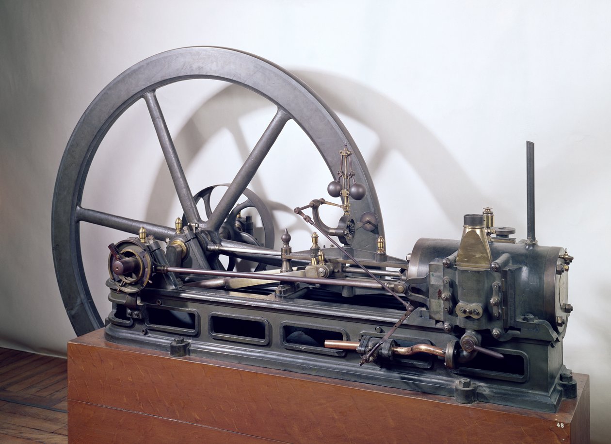 Forbrændingsmotor designet af Etienne Lenoir (1822-1900) 1860 (metal) af French School