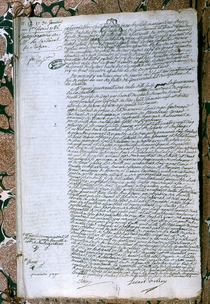 Forhør af kardinal de Rohan (1734-1803), januar 1786 af French School