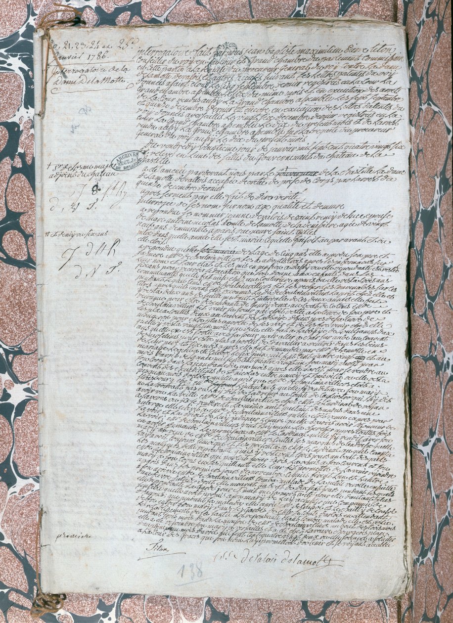 Forhør af Jeanne de Valois-Saint-Remy, grevinde de La Motte (1756-91), januar 1785 af French School