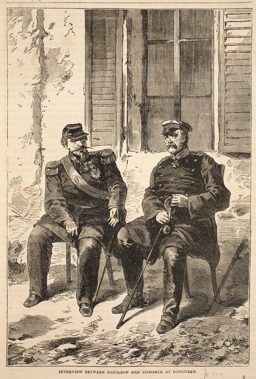 Interview mellem Napoleon og Bismarck ved Doncherry, illustration fra Cassells historie om krigen mellem Frankrig og Tyskland, 1870-1871 af French School