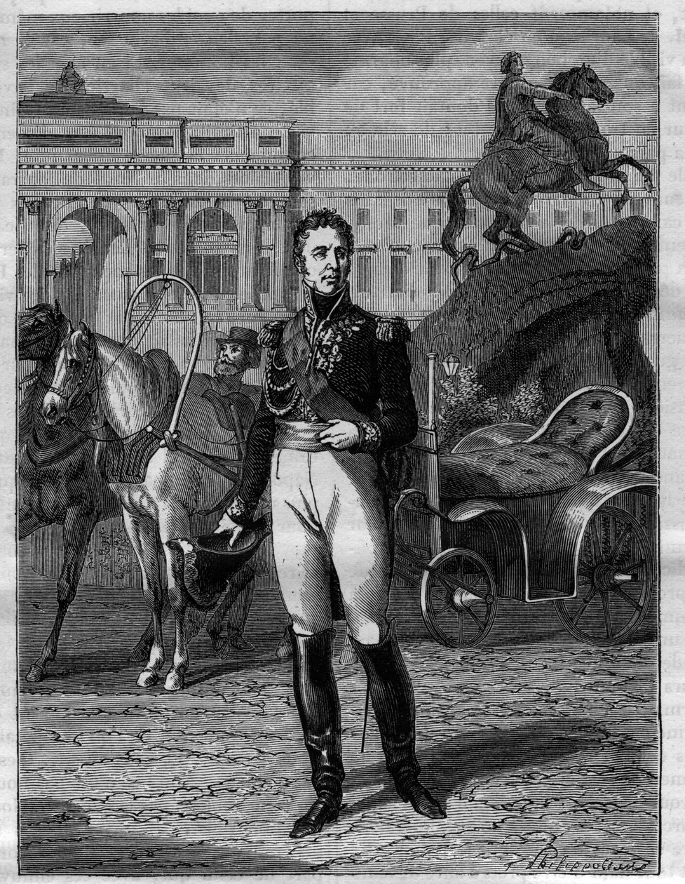 Jacques Law, Marquis de Lauriston - Portræt af Jacques Alexandre Bernard Law, Marquis de Lauriston, marechal af Frankrig (1768-1828) - i "History of the Empire following the history of the consulat"" af Adolphe Thiers - 1879 - privat samling af French School