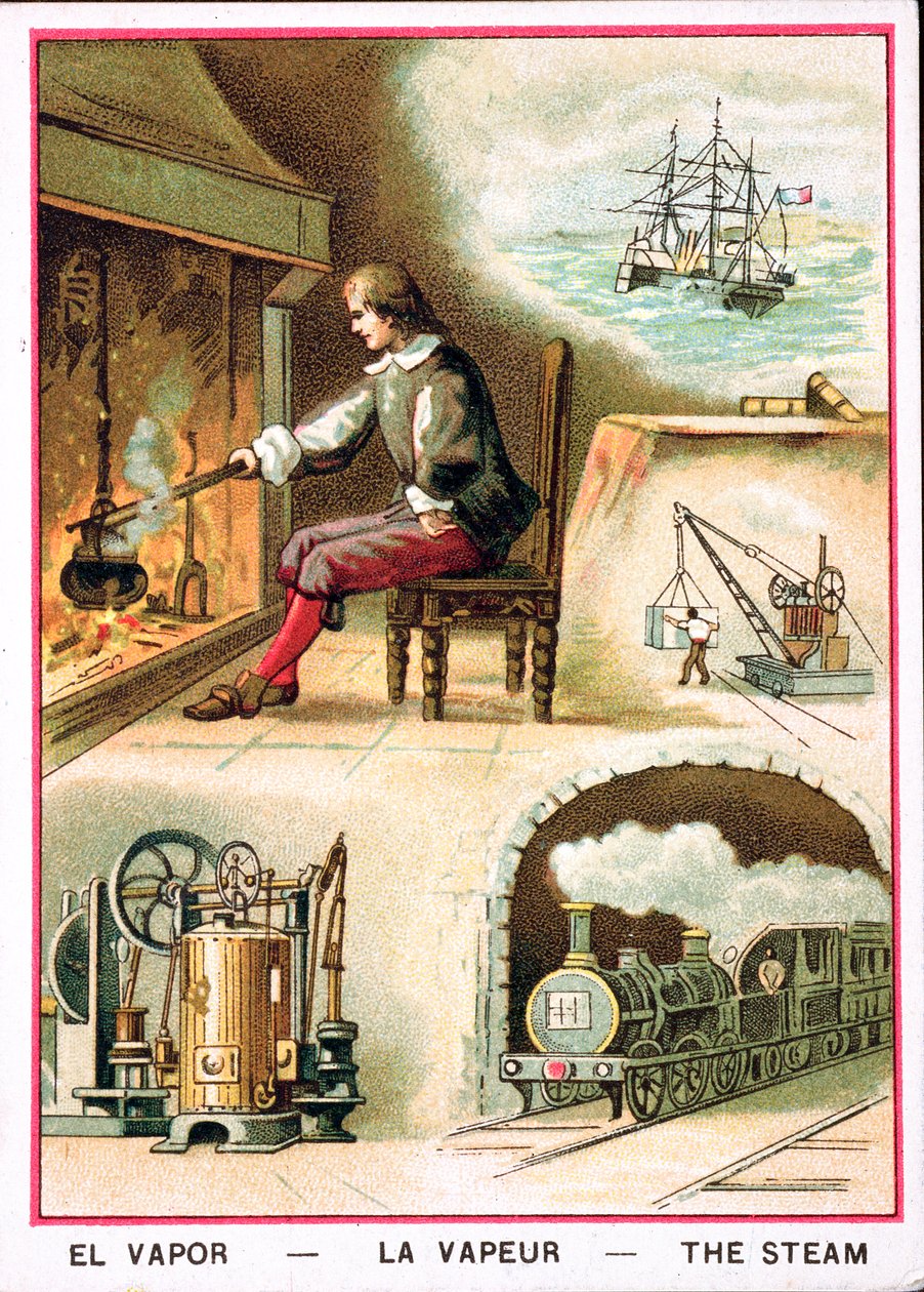James Watt (1736-1819) og forskellige anvendelser af damp af French School