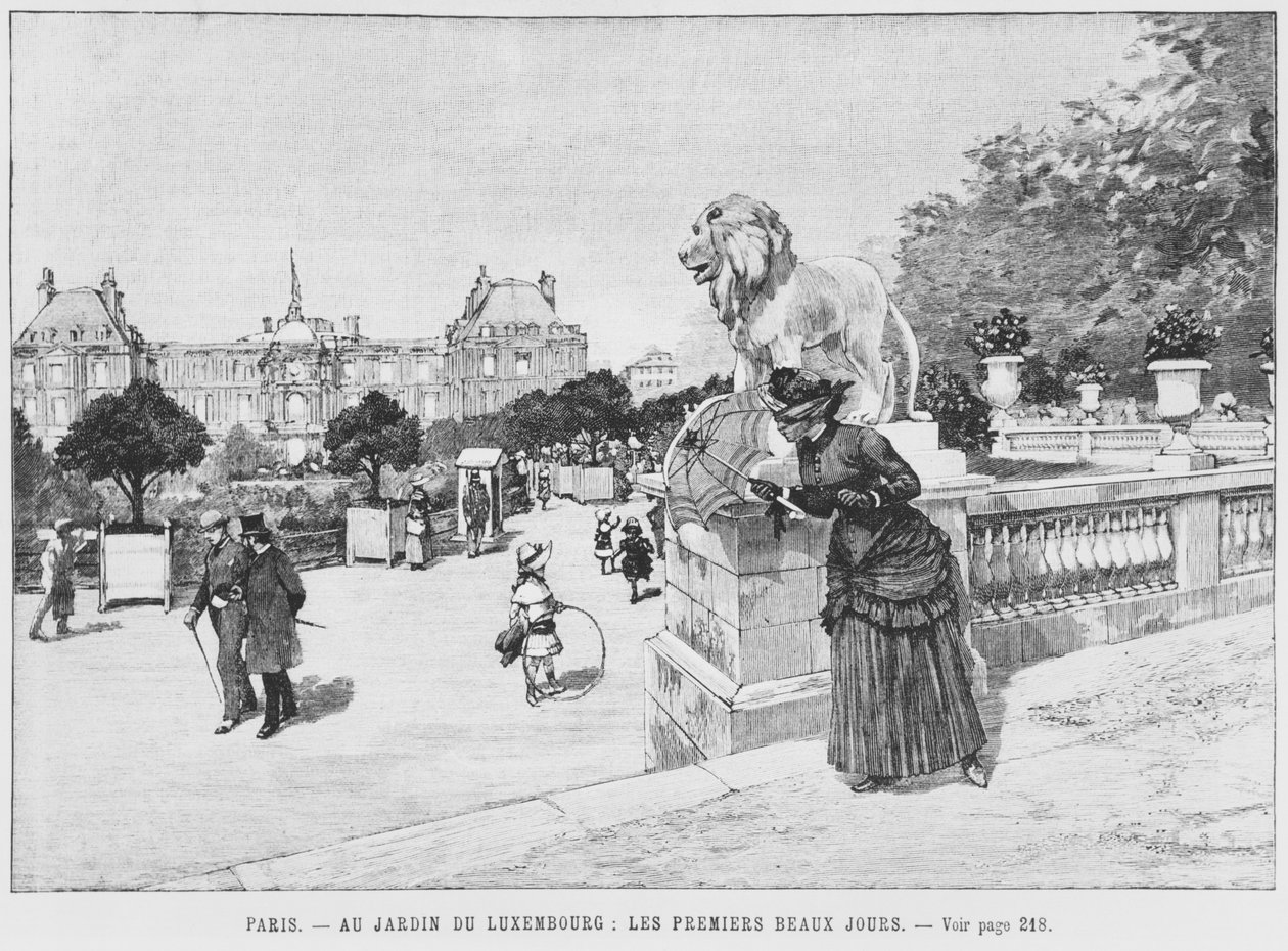 Jardin af Luxembourg, de første fine dage, ca. 1870-80 af French School