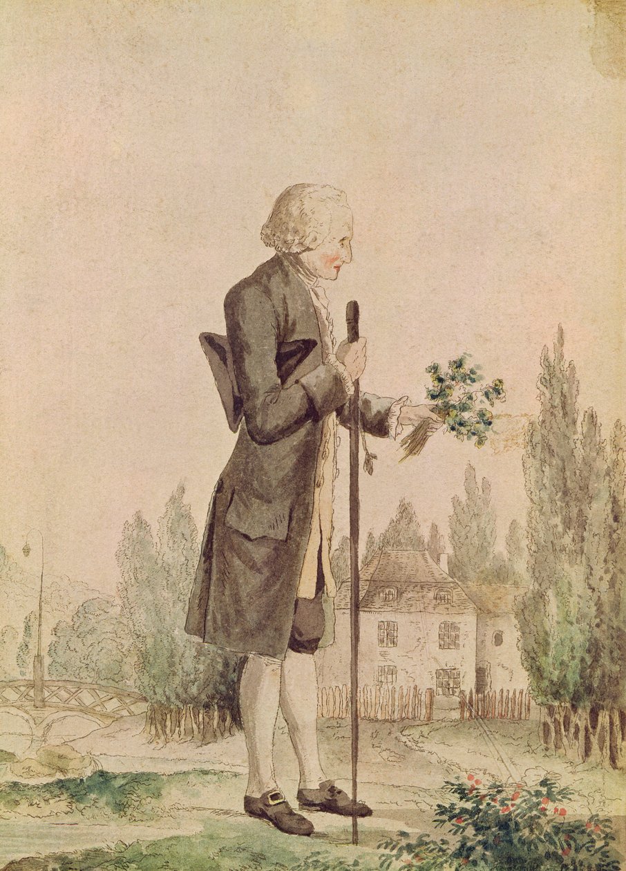 Jean-Jacques Rousseau (1712-78) Samler urter i Ermenonville af French School