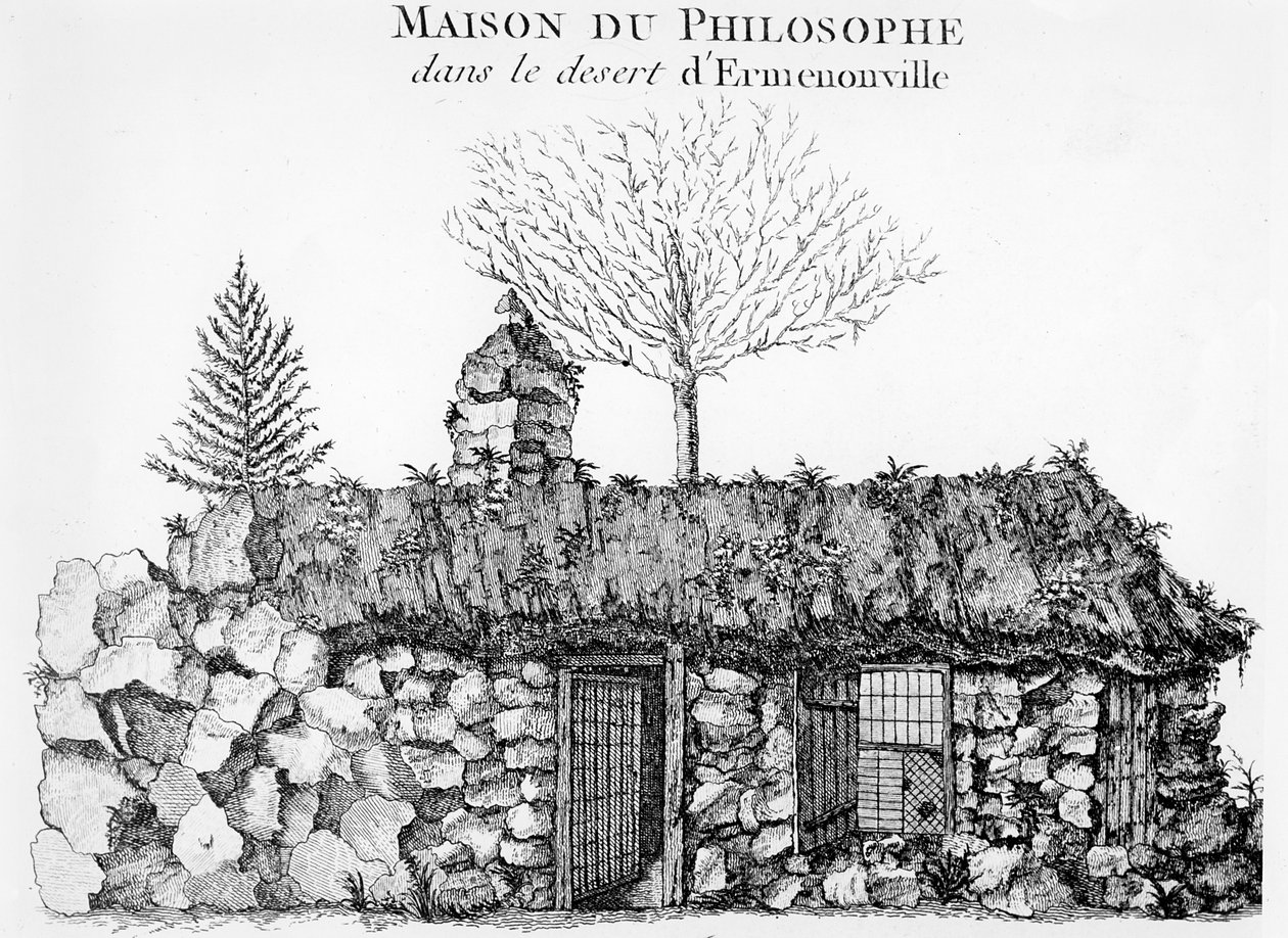 Jean-Jacques Rousseaus Eremitage i Ermenonville (se også 168374) af French School