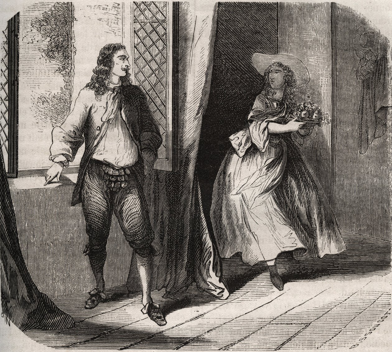 Jean Baptiste (Jean-Baptiste) Poquelin, dit Moliere (1622-1673) friede til komikeren Mademoiselle de Brie (Catherine Leclerc du Rose af French School