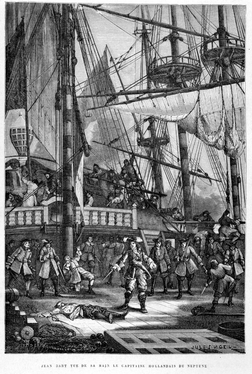 Jean Bart dræber den hollandske kaptajn af Neptun med sin hånd - i "The History of France"" af Guizot af French School