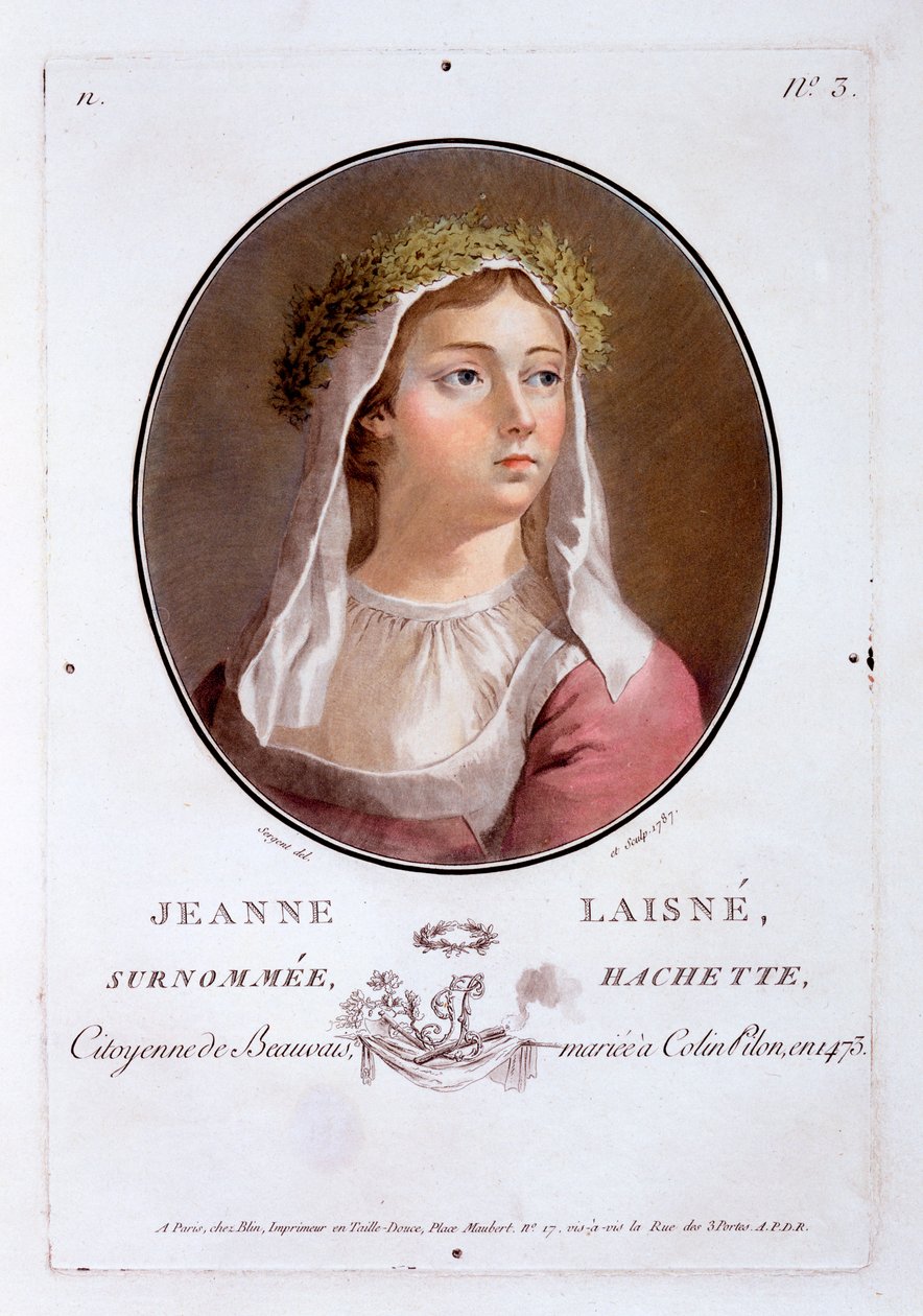 Jeanne Laisne, fra Portraits of Great Men, Illustrious Women, and Memorable Subjects of France, udgivet 1787-92 af French School