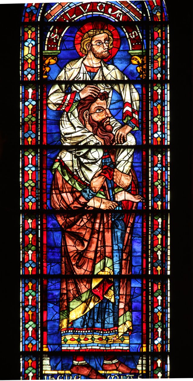 Jeremias med St. Lukas på sine skuldre (w122) af French School