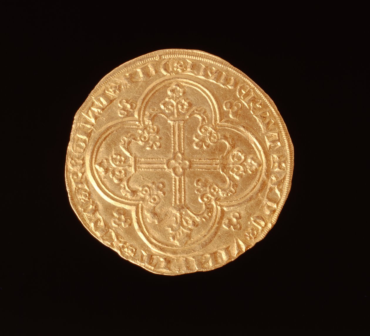 Johannes II Den Gode (1319-64) Konge af Frankrig, Franc a Cheval, 1350-64 (bagside) (guld) (for forside se 168067) af French School