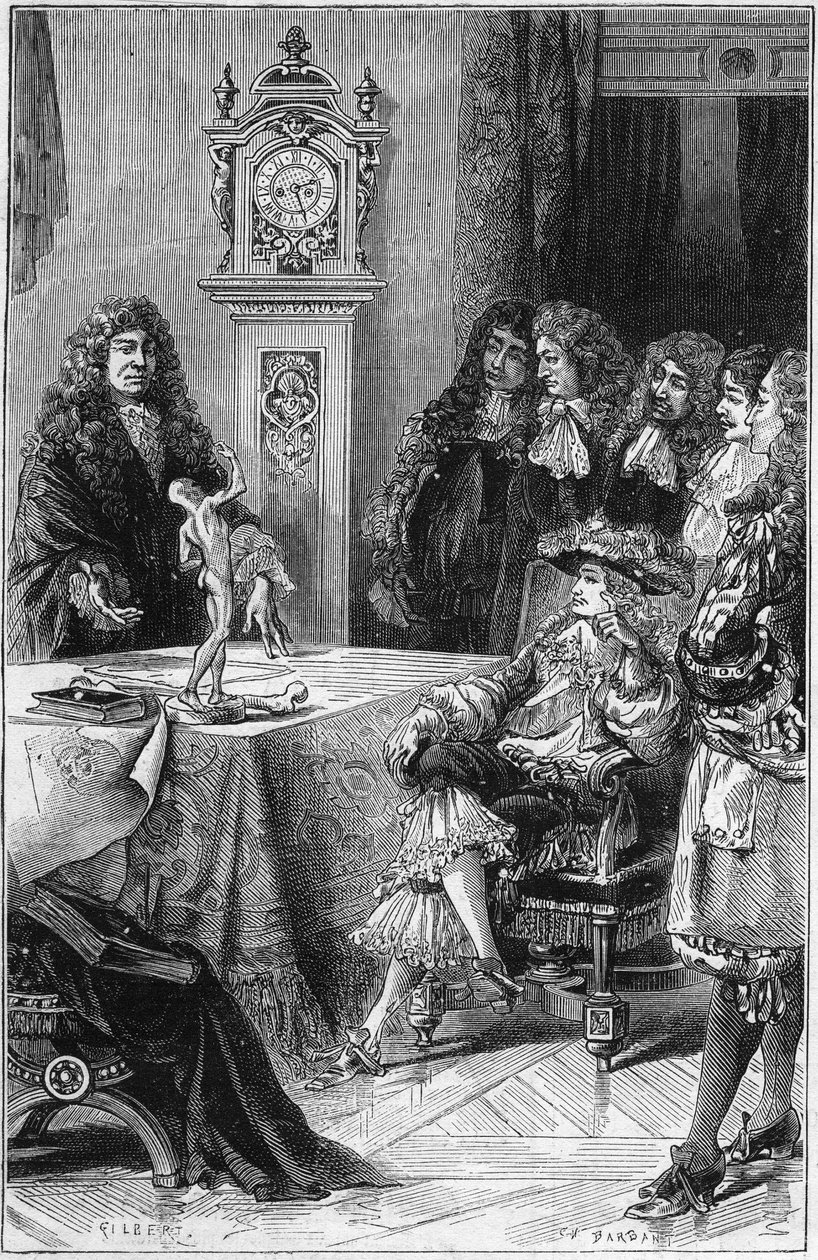 Joseph Guichard (Joseph Guichard) Du Verney (Duverney) (1648-1730) giver en anatomi-lekon til hertugen af Bourgogne Louis af Frankrig (1682-1712). 1700-tallet. Stik fra 1878. af French School