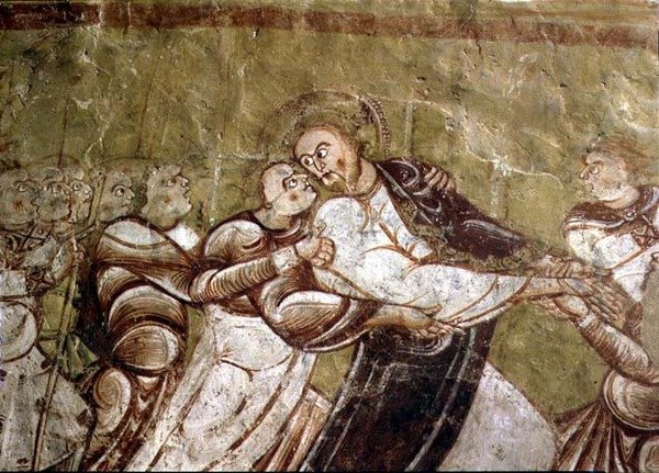 Judas Kissing Christ (fresko) (detalje af 95750) af French School